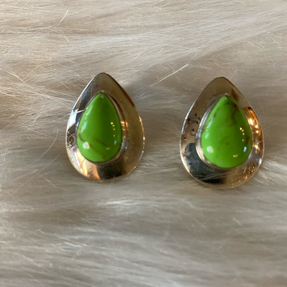 Sterling Silver and Gaspeite Earrings